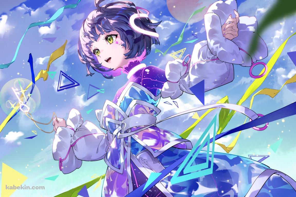 右手に鍵を持ち両手を広げる存流 / バーチャルYouTuberの壁紙(1152px x 768px) 高画質 PC・デスクトップ用