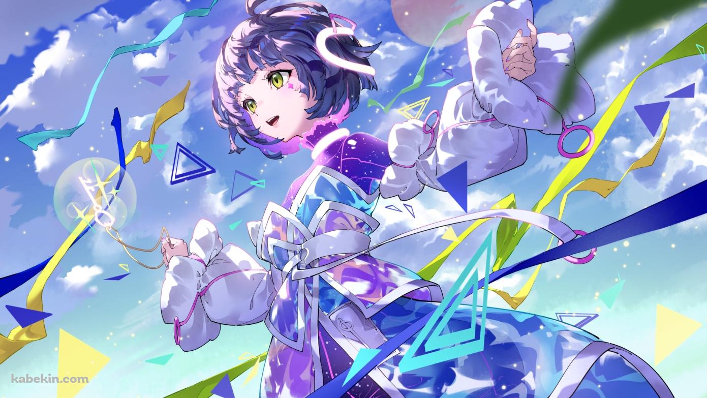 右手に鍵を持ち両手を広げる存流 / バーチャルYouTuberの壁紙(1391px x 783px) 高画質 PC・デスクトップ用