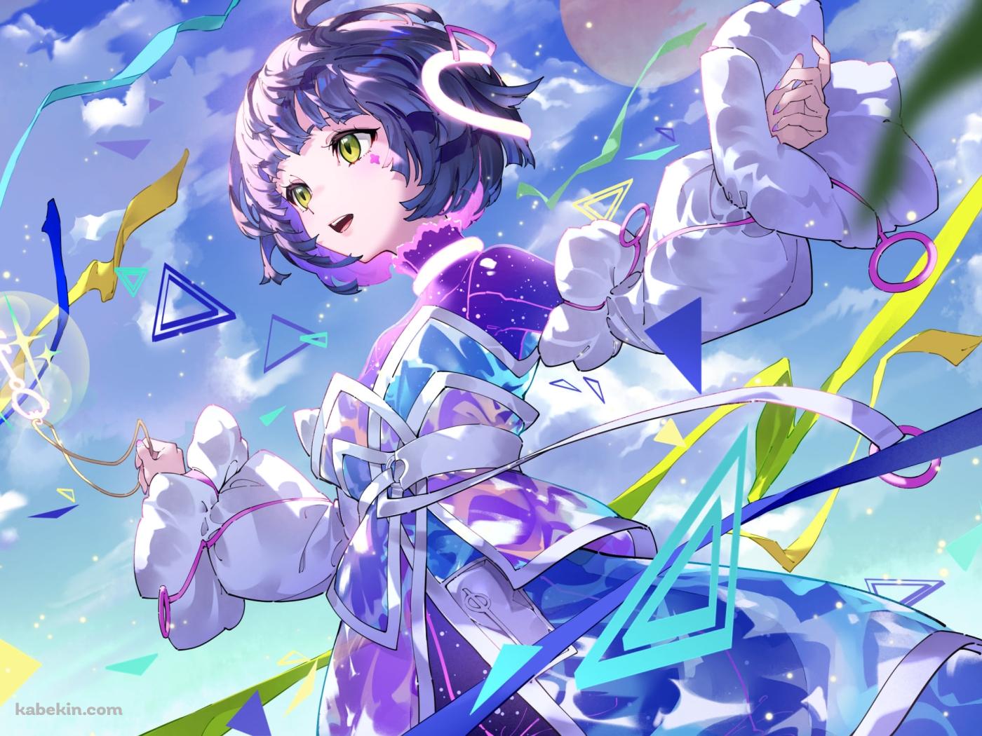 右手に鍵を持ち両手を広げる存流 / バーチャルYouTuberの壁紙(1400px x 1050px) 高画質 PC・デスクトップ用