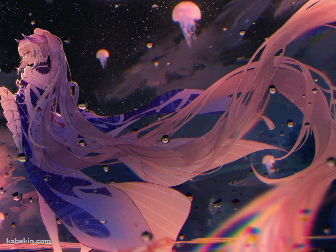 クラゲと熱帯魚と振り向く珊瑚宮心海 / 原神の壁紙(1152px x 864px) 高画質 PC・デスクトップ用