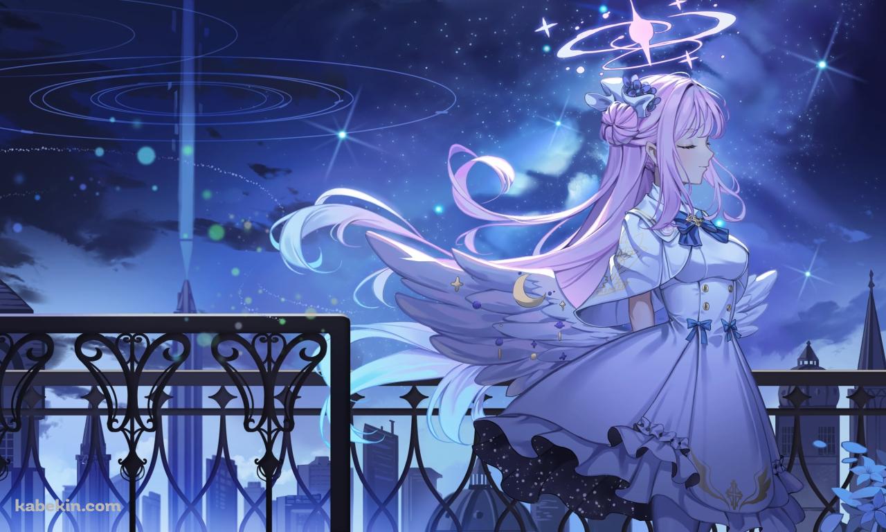 星空と目をつぶる聖園ミカ / ブルーアーカイブの壁紙(1280px x 768px) 高画質 PC・デスクトップ用