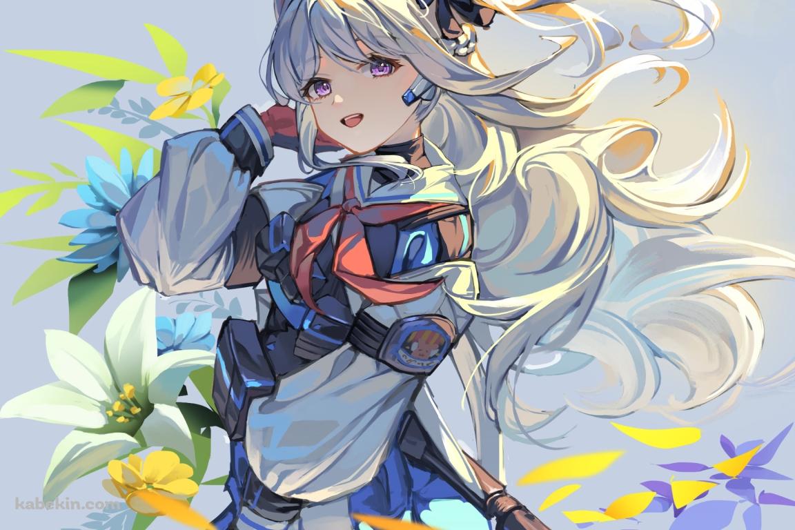百合の花と月雪ミヤコ / ブルーアーカイブの壁紙(1152px x 768px) 高画質 PC・デスクトップ用