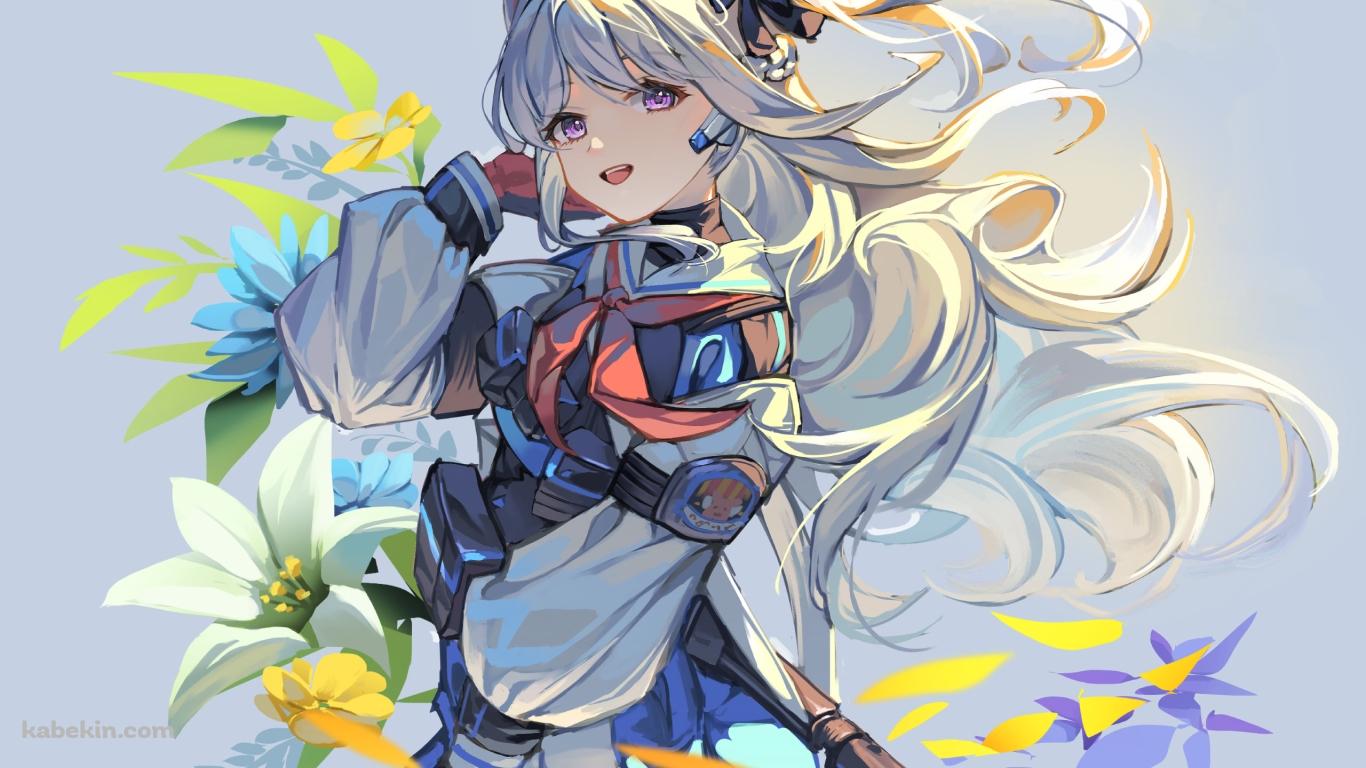 百合の花と月雪ミヤコ / ブルーアーカイブの壁紙(1366px x 768px) 高画質 PC・デスクトップ用