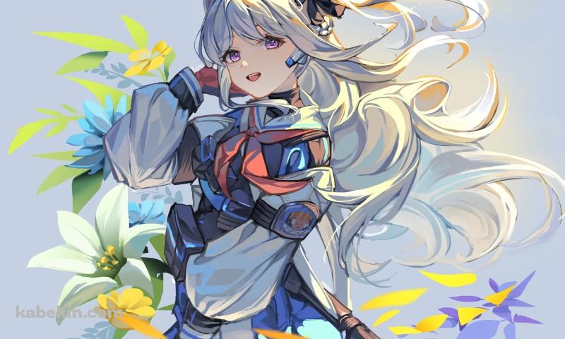 百合の花と月雪ミヤコ / ブルーアーカイブの壁紙(800px x 480px) 高画質 PC・デスクトップ用
