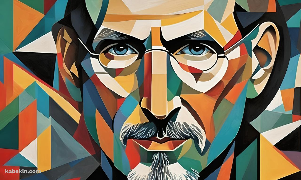 カラフルなタイルで描かれたスティーブ・ジョブズの壁紙(1280px x 768px) 高画質 PC・デスクトップ用