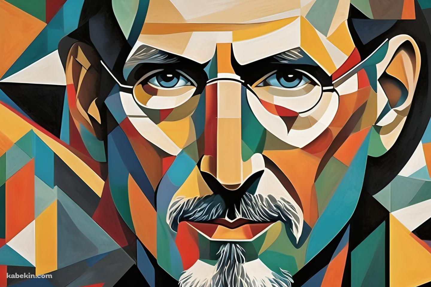 カラフルなタイルで描かれたスティーブ・ジョブズの壁紙(1440px x 960px) 高画質 PC・デスクトップ用