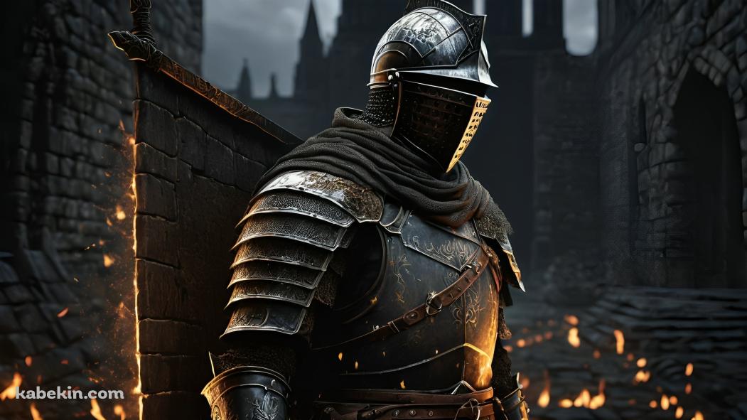 炎燃える街と戦士 / Dark Soulsの壁紙(1051px x 591px) 高画質 PC・デスクトップ用