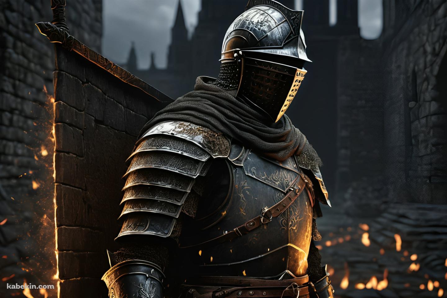 炎燃える街と戦士 / Dark Soulsの壁紙(1440px x 960px) 高画質 PC・デスクトップ用