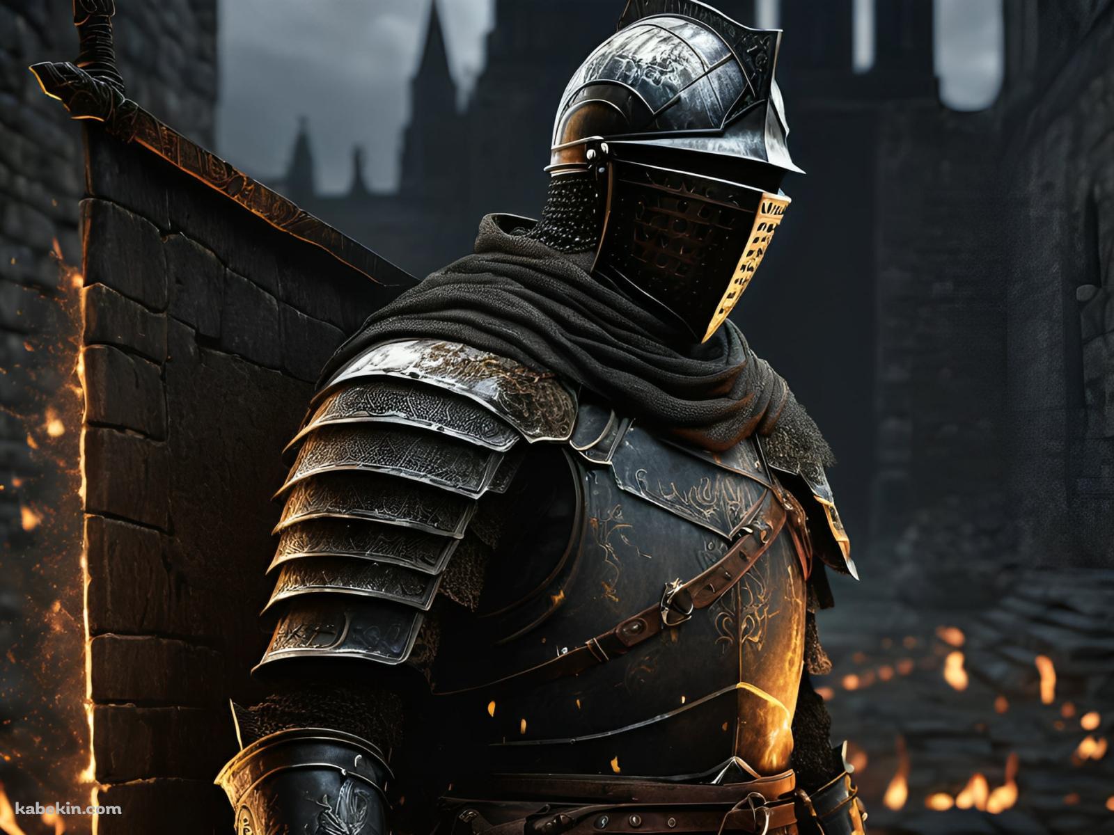 炎燃える街と戦士 / Dark Soulsの壁紙(1600px x 1200px) 高画質 PC・デスクトップ用