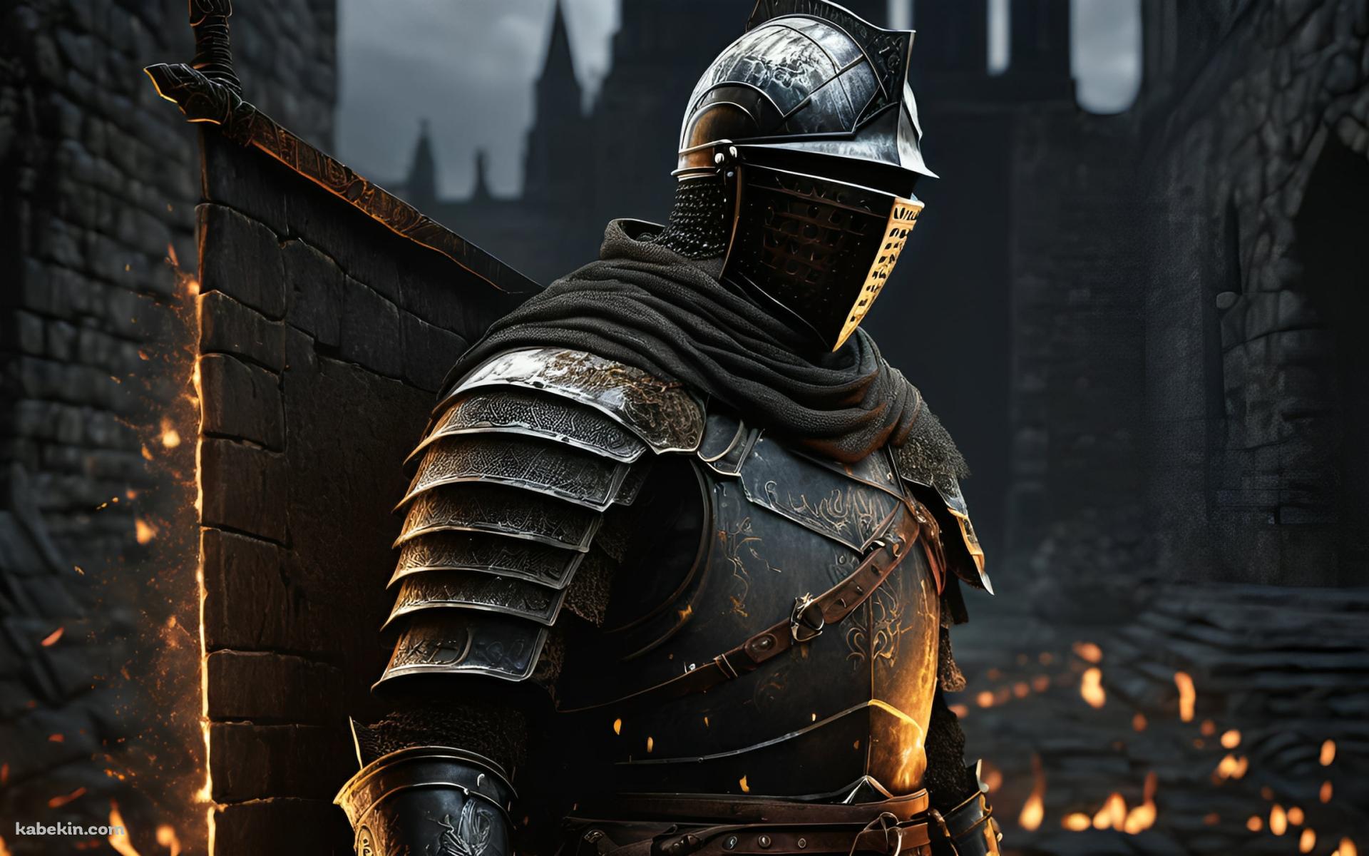 炎燃える街と戦士 / Dark Soulsの壁紙(1920px x 1200px) 高画質 PC・デスクトップ用