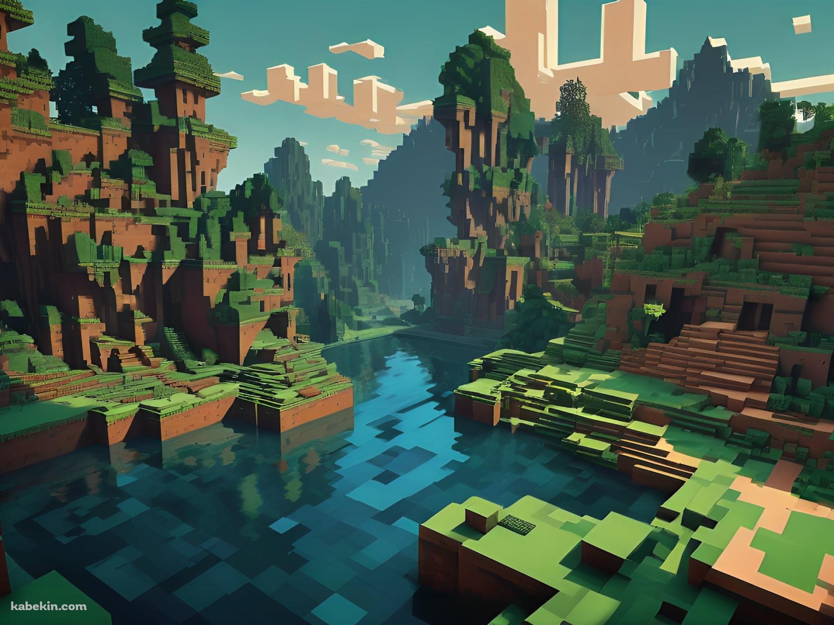 水があるマインクラフトの風景の壁紙(1680px x 1260px) 高画質 PC・デスクトップ用