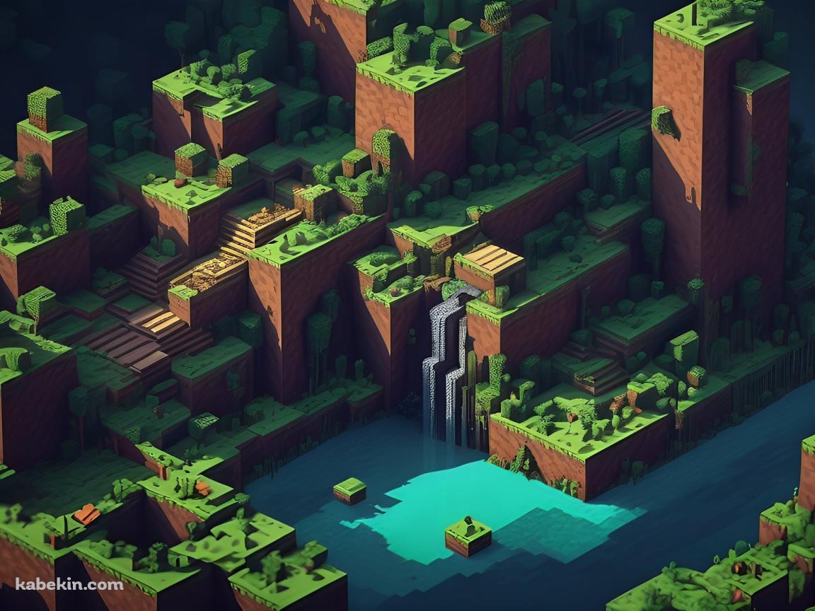 影のあるマイクラの緑の大地の壁紙(1152px x 864px) 高画質 PC・デスクトップ用