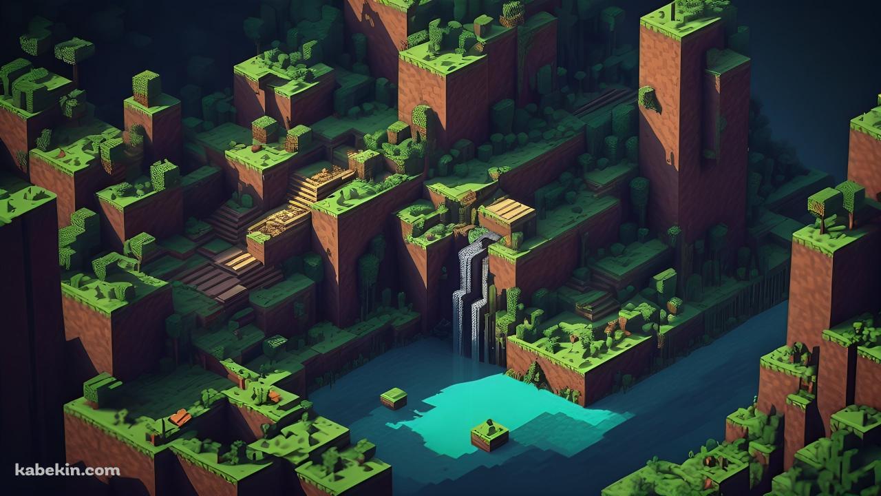 影のあるマイクラの緑の大地の壁紙(1280px x 720px) 高画質 PC・デスクトップ用