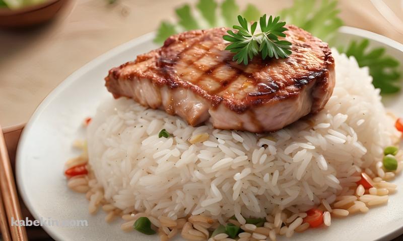 ライスの上にお肉が乗った美味しそうな料理の壁紙(800px x 480px) 高画質 PC・デスクトップ用