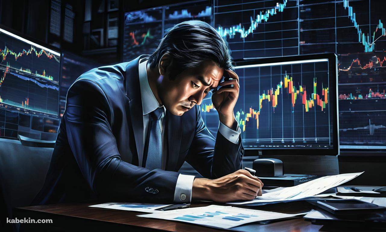 株価急落 / 落ち込むスーツを着た男 / どん底の壁紙(1280px x 768px) 高画質 PC・デスクトップ用