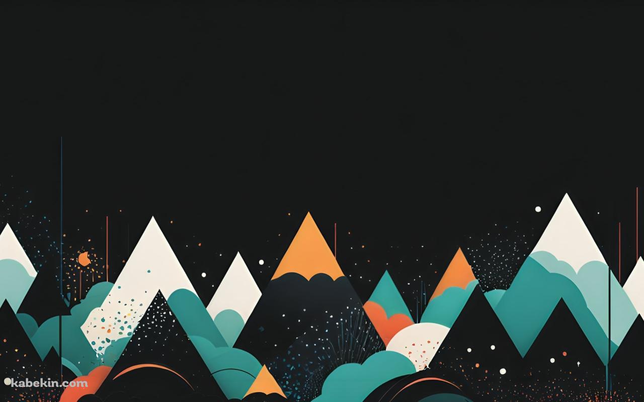 カラフルな山のアート / 黒地の壁紙(1280px x 800px) 高画質 PC・デスクトップ用