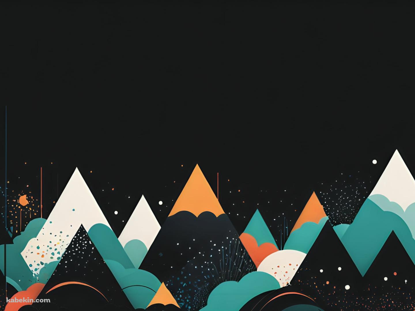 カラフルな山のアート / 黒地の壁紙(1440px x 1080px) 高画質 PC・デスクトップ用