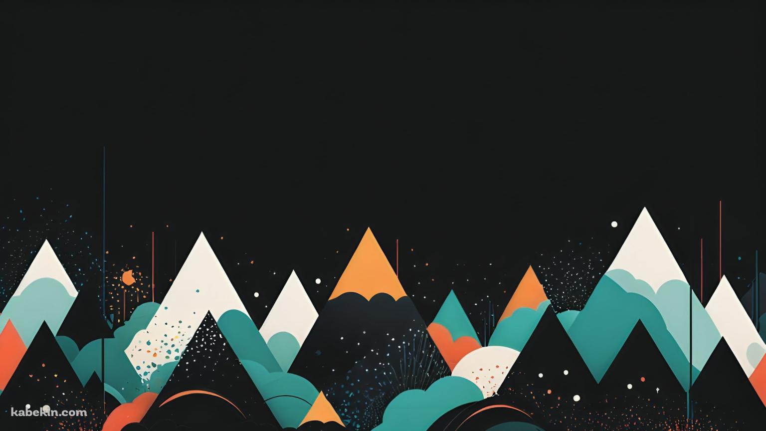 カラフルな山のアート / 黒地の壁紙(1536px x 864px) 高画質 PC・デスクトップ用