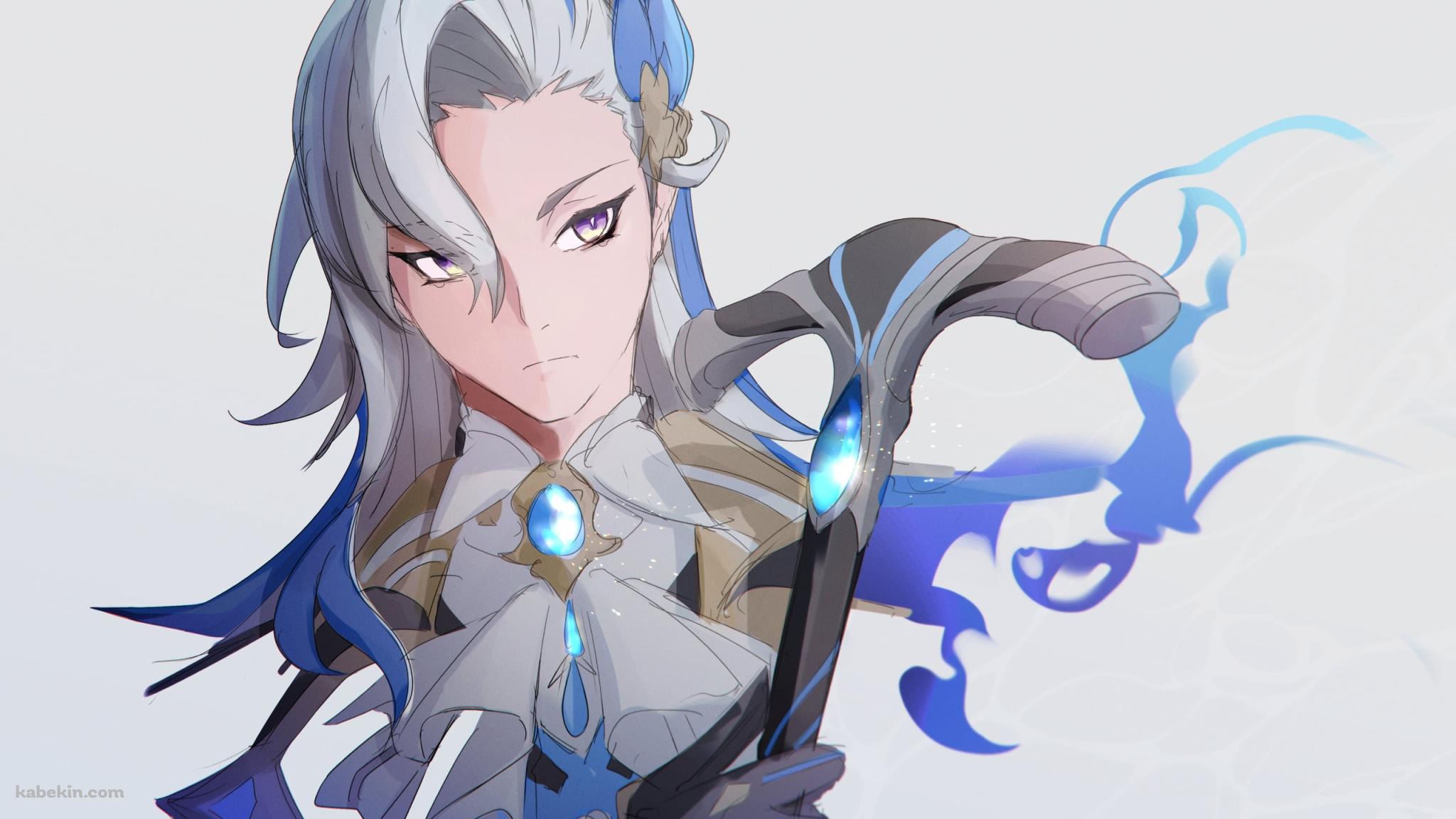 杖を持ったかっこいいヌヴィレット / 原神の壁紙(2048px x 1152px) 高画質 PC・デスクトップ用