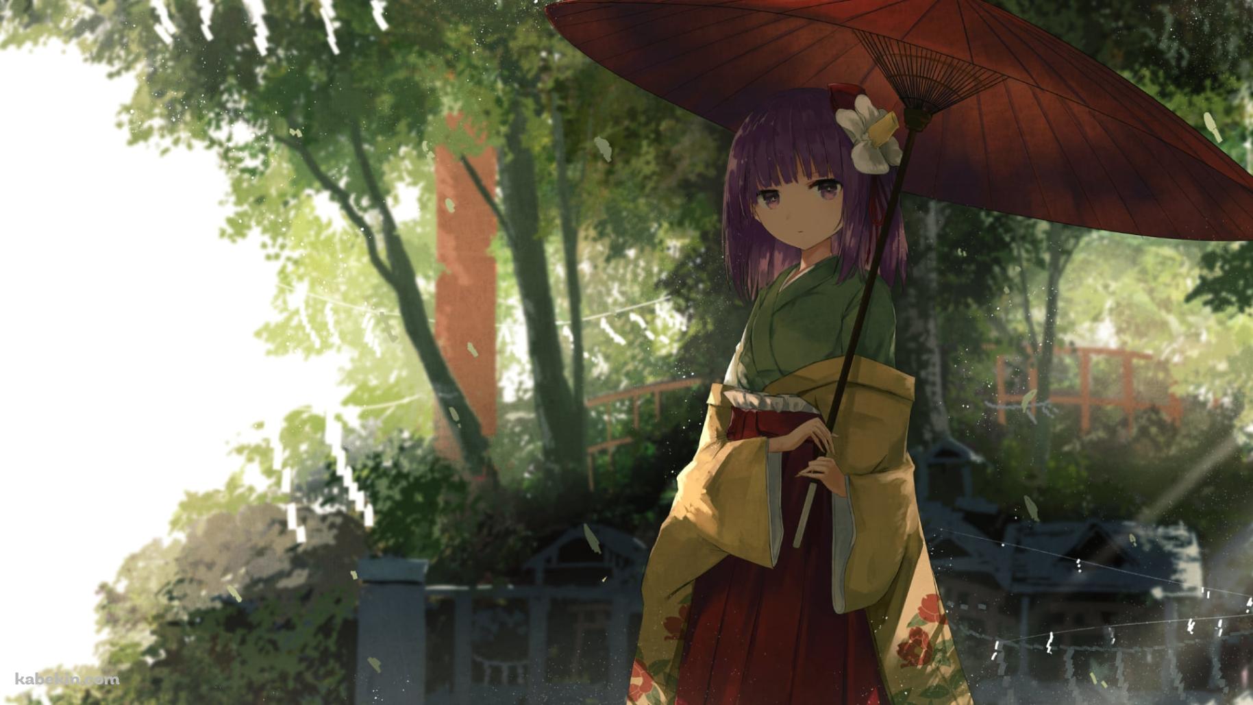 赤い和傘をさした着物を着た稗田阿求 / 東方の壁紙(1829px x 1029px) 高画質 PC・デスクトップ用