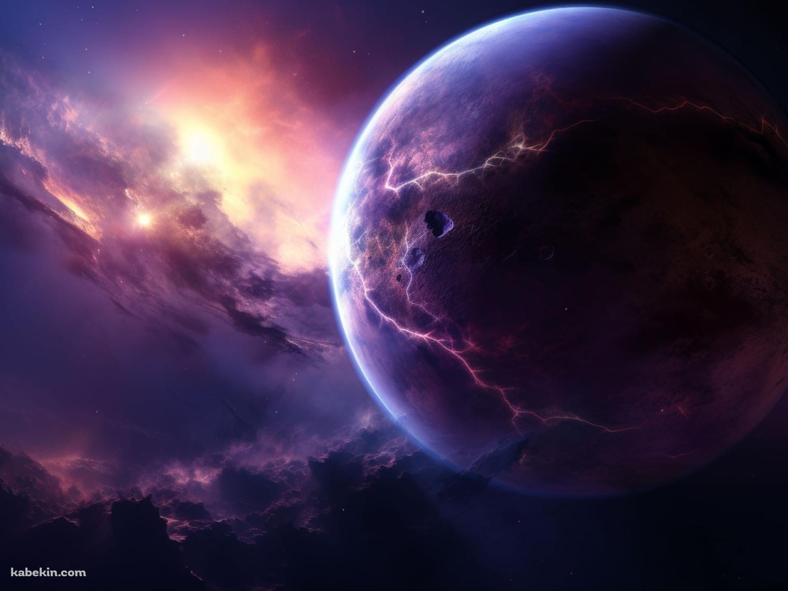 極彩色の宇宙 / ひび割れたような惑星の壁紙(1600px x 1200px) 高画質 PC・デスクトップ用