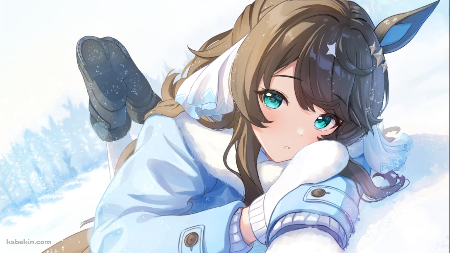 雪原で寝転ぶ可愛いデアリングタクト / ウマ娘プリティーダービーの壁紙(1536px x 864px) 高画質 PC・デスクトップ用