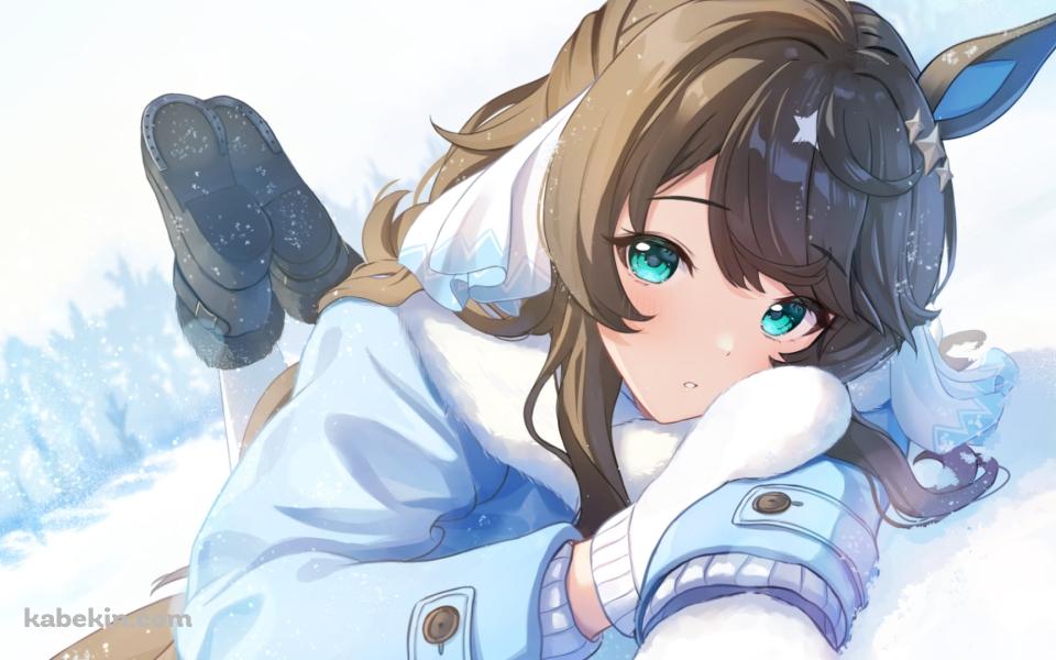 雪原で寝転ぶ可愛いデアリングタクト / ウマ娘プリティーダービーの壁紙(960px x 600px) 高画質 PC・デスクトップ用
