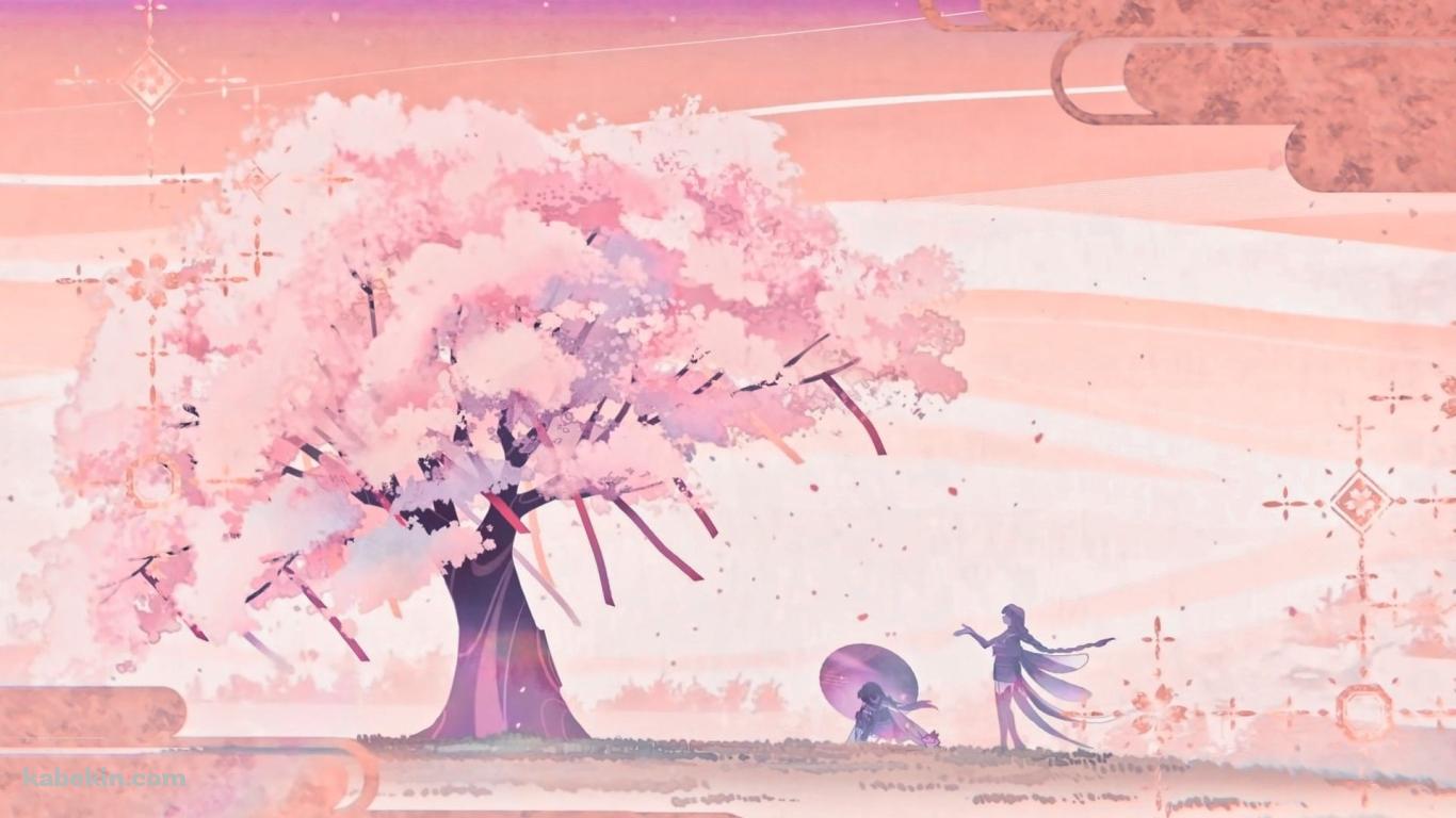 桜色のピンクの風景 / 原神の壁紙(1366px x 768px) 高画質 PC・デスクトップ用