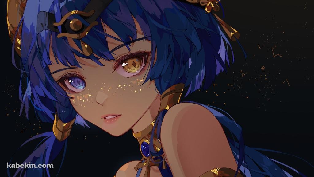 オッドアイの瞳でこちらを見つめるレイラ / 原神の壁紙(1024px x 576px) 高画質 PC・デスクトップ用
