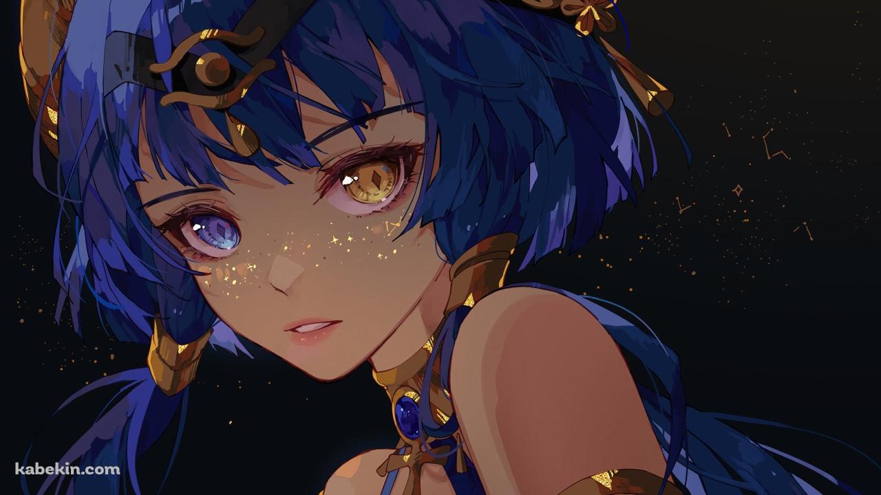 オッドアイの瞳でこちらを見つめるレイラ / 原神の壁紙(1280px x 720px) 高画質 PC・デスクトップ用