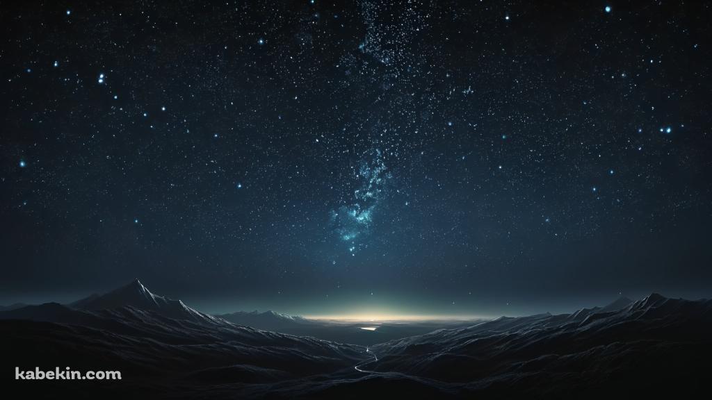 黒い山と満天の星空 / 綺麗の壁紙(1024px x 576px) 高画質 PC・デスクトップ用