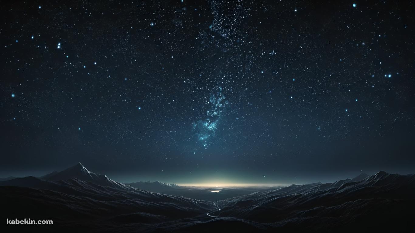 黒い山と満天の星空 / 綺麗の壁紙(1366px x 768px) 高画質 PC・デスクトップ用