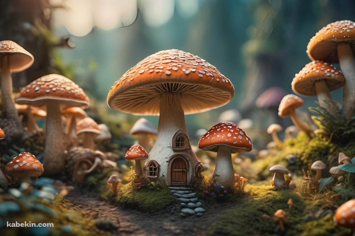 赤いキノコの家 / マッシュルームの壁紙(1152px x 768px) 高画質 PC・デスクトップ用