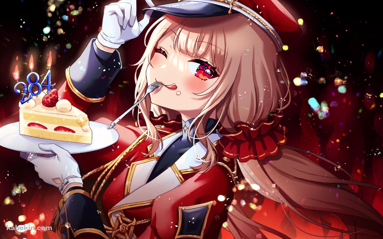 ショートケーキを持ちウィンクするエルフのえる / にじさんじ / バーチャルYouTuber / Vtuberの壁紙(1280px x 800px) 高画質 PC・デスクトップ用