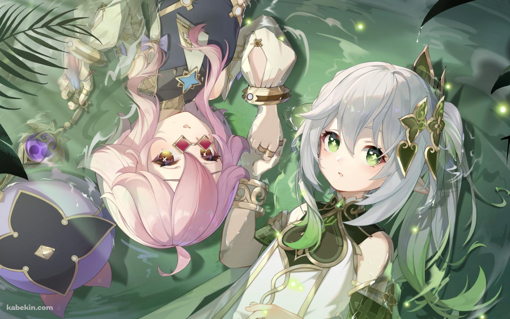 手をつなぐドリーとナヒーダ / 原神の壁紙(1680px x 1050px) 高画質 PC・デスクトップ用