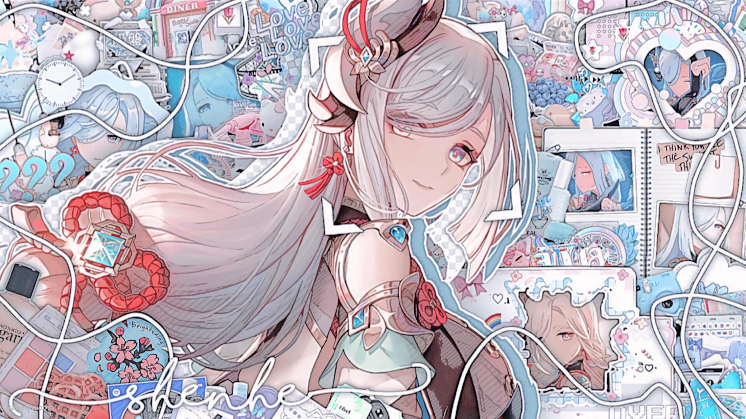 振り向く可愛いシェンヘ / 原神の壁紙(2400px x 1350px) 高画質 PC・デスクトップ用