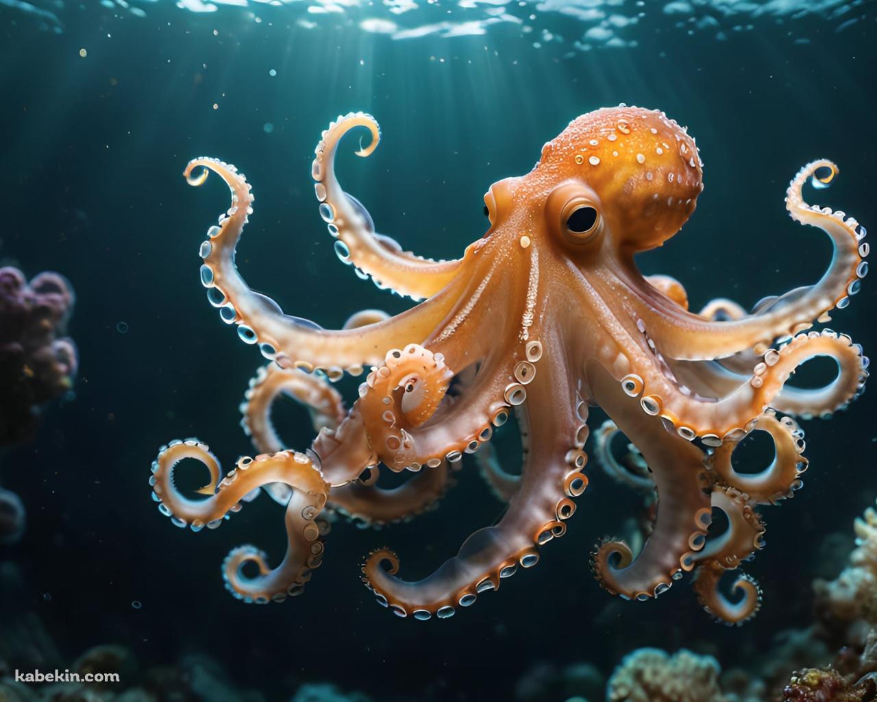 海の中を泳ぐタコの壁紙(1280px x 1024px) 高画質 PC・デスクトップ用