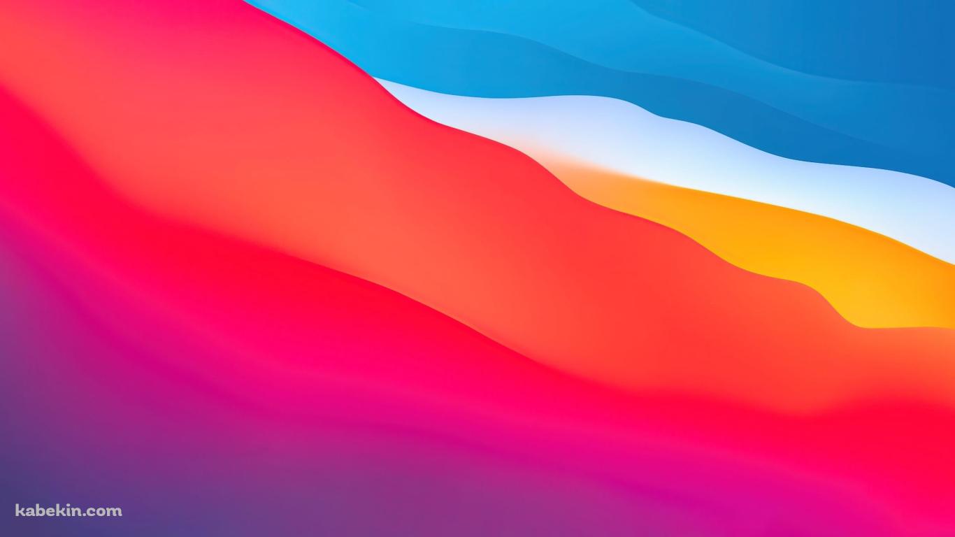 赤・青・黄色の波のようなテクスチャー / Appleの壁紙(1366px x 768px) 高画質 PC・デスクトップ用