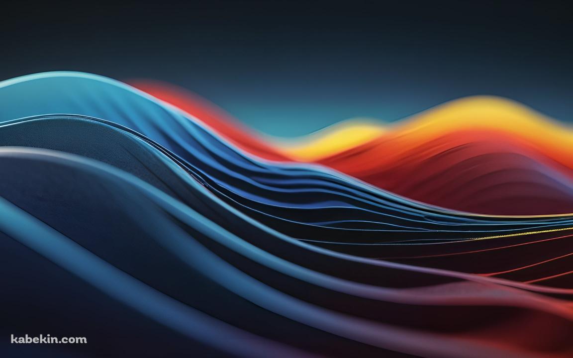 青・赤・黄色の波のようなテクスチャー / ぼやけた背景の壁紙(1152px x 720px) 高画質 PC・デスクトップ用