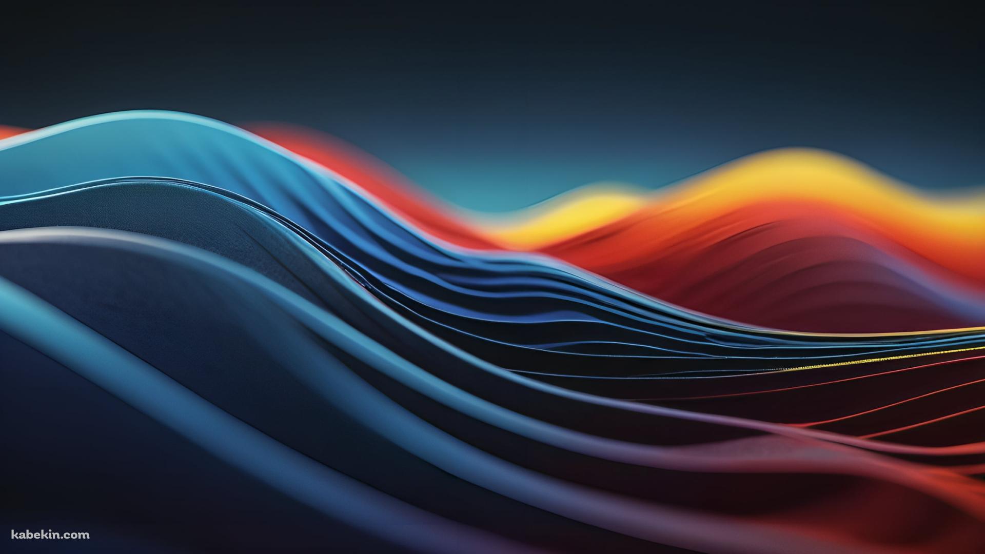 青・赤・黄色の波のようなテクスチャー / ぼやけた背景の壁紙(1920px x 1080px) 高画質 PC・デスクトップ用
