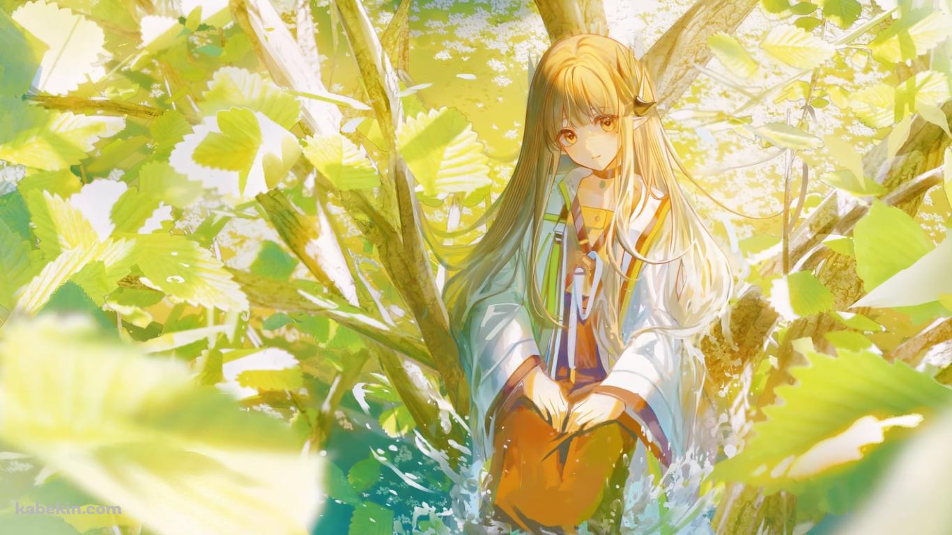 緑の木々とミュルジス / アークナイツの壁紙(1366px x 768px) 高画質 PC・デスクトップ用