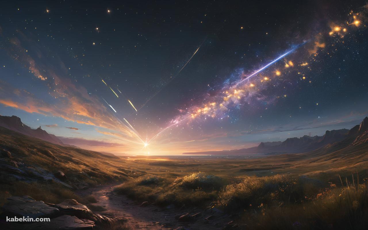夜空と水平に走る無数の光の壁紙(1280px x 800px) 高画質 PC・デスクトップ用