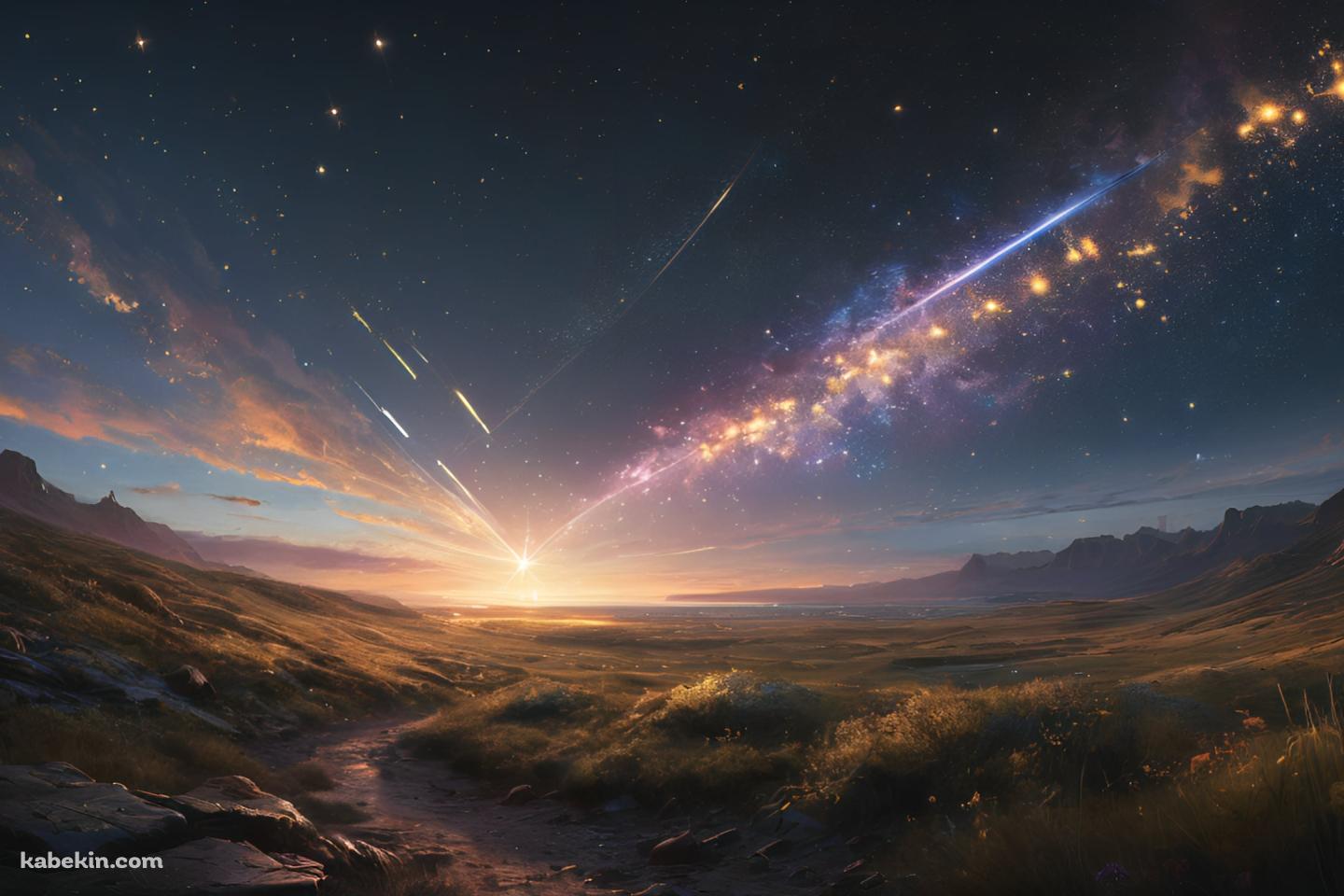 夜空と水平に走る無数の光の壁紙(1440px x 960px) 高画質 PC・デスクトップ用