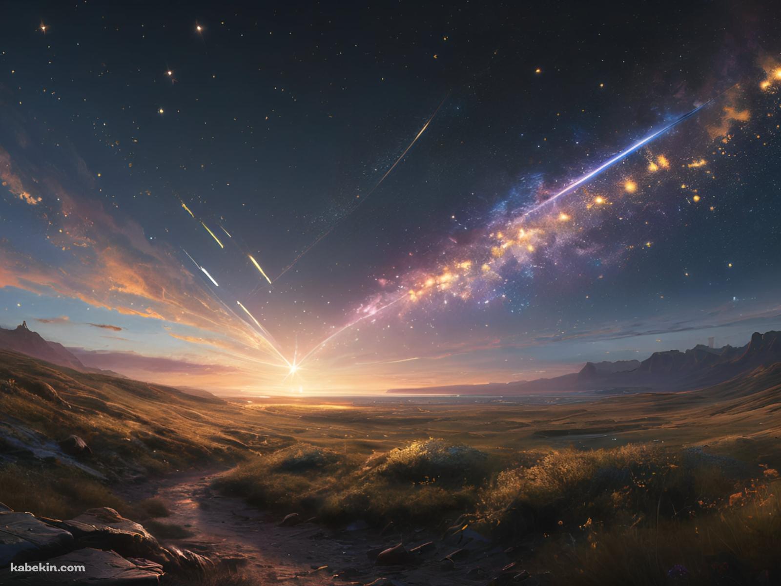 夜空と水平に走る無数の光の壁紙(1600px x 1200px) 高画質 PC・デスクトップ用