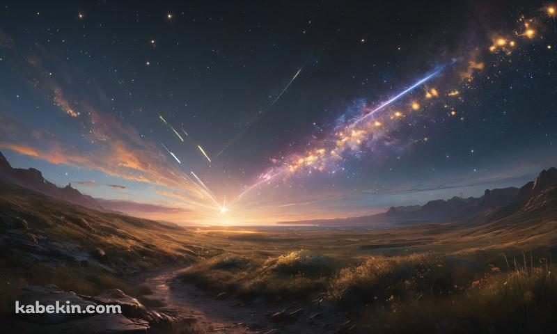 夜空と水平に走る無数の光の壁紙(800px x 480px) 高画質 PC・デスクトップ用