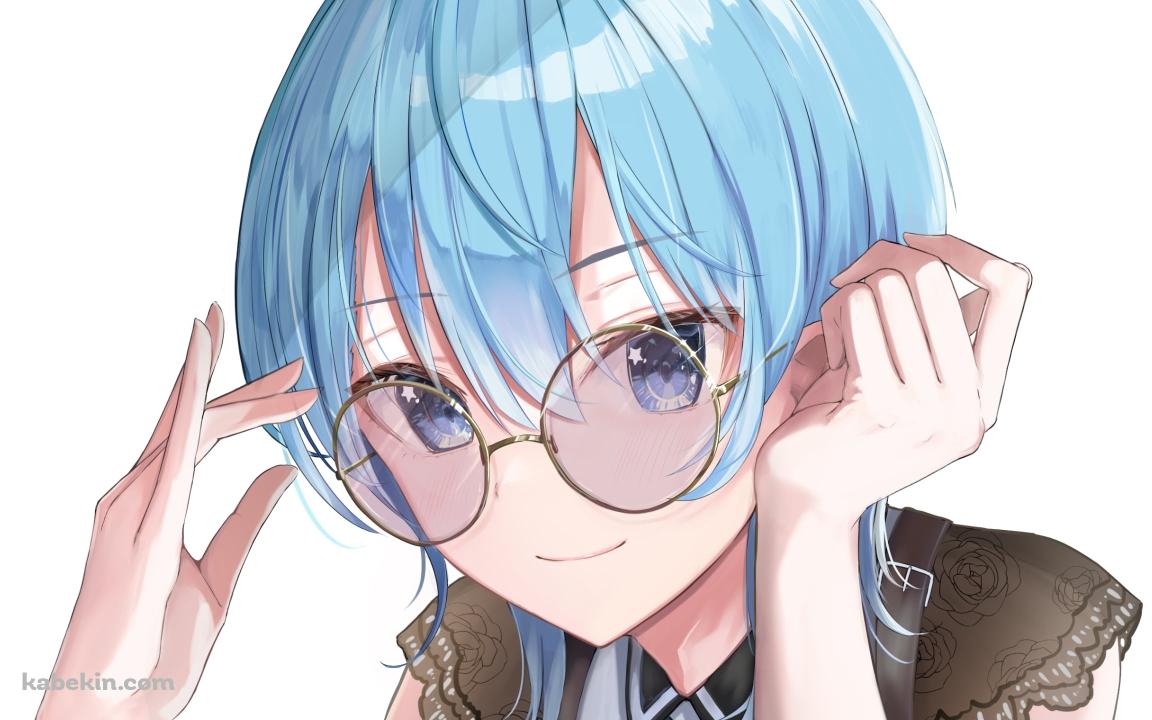 金ぶちメガネをかけた星街すいせい / ホロライブ / バーチャルYouTuber / Vtuberの壁紙(1152px x 720px) 高画質 PC・デスクトップ用
