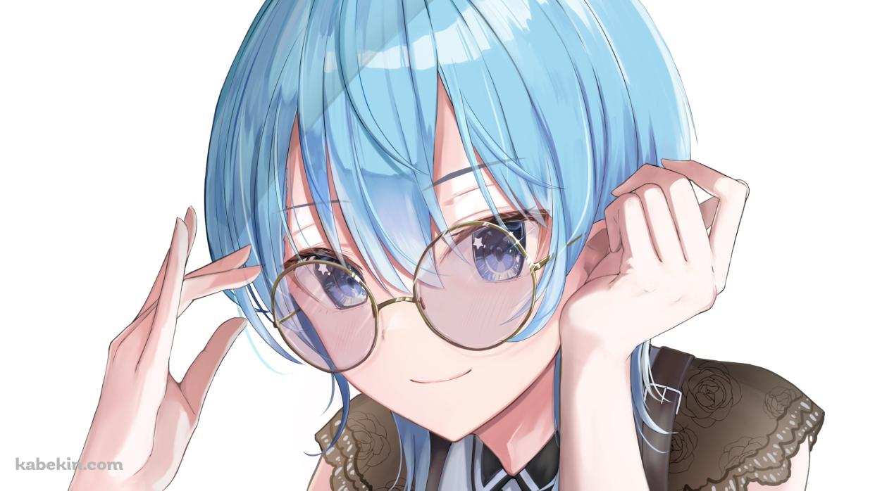 金ぶちメガネをかけた星街すいせい / ホロライブ / バーチャルYouTuber / Vtuberの壁紙(1242px x 698px) 高画質 PC・デスクトップ用
