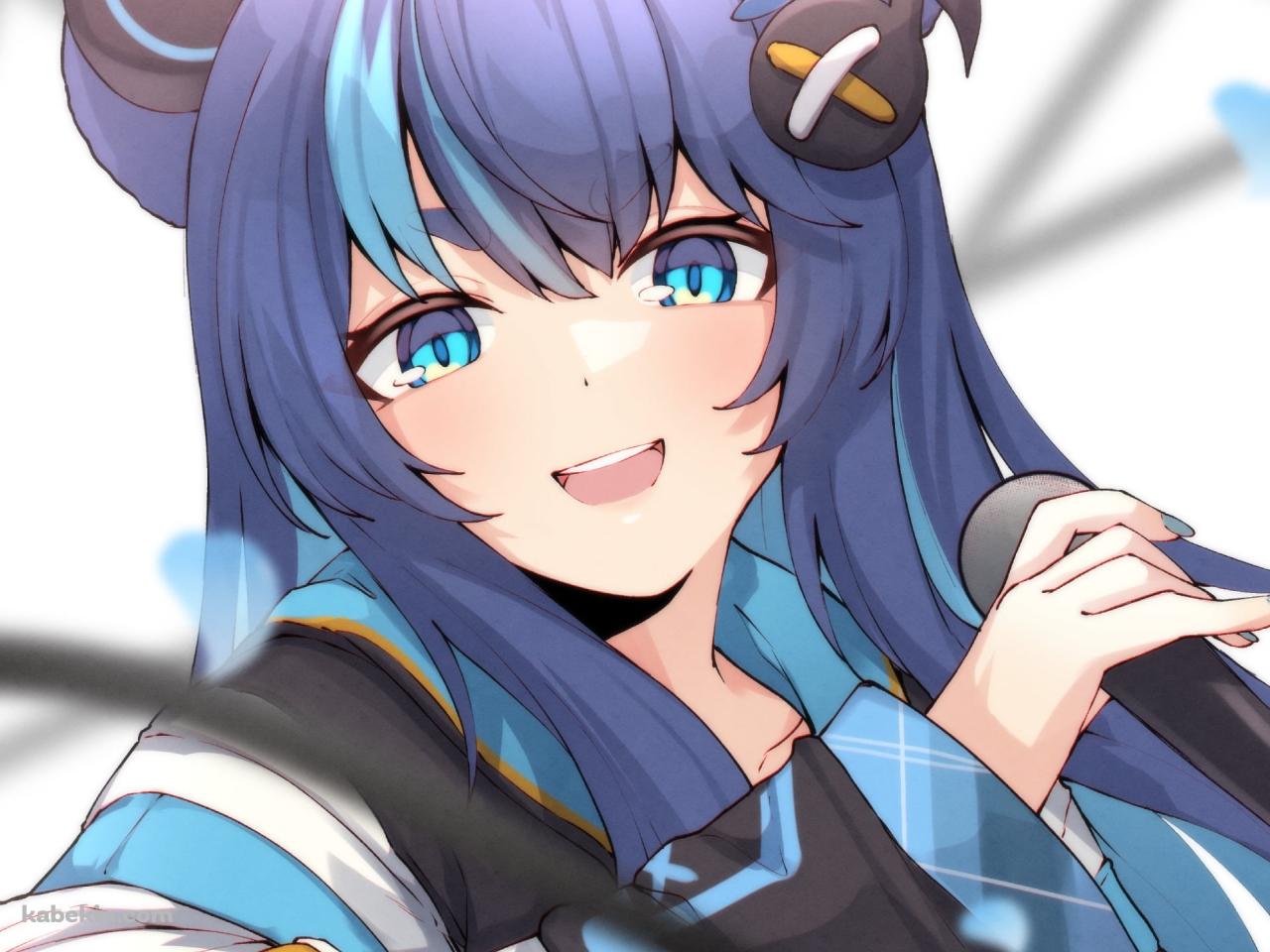 マイクを持つ藤倉ウルカ / バーチャルYouTuberの壁紙(1280px x 960px) 高画質 PC・デスクトップ用