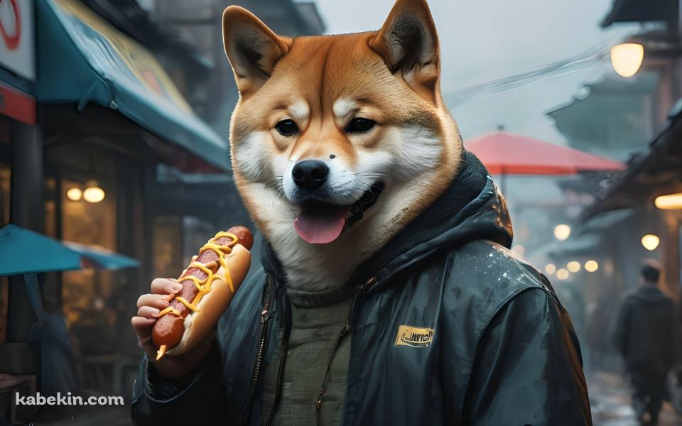 ホットドッグを食べる犬男の壁紙(960px x 600px) 高画質 PC・デスクトップ用