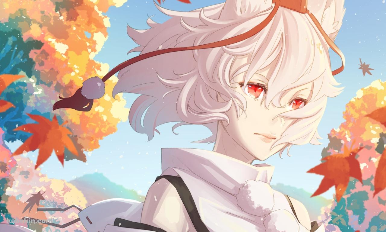 綺麗な紅葉と犬走椛（いぬばしり もみじ） / 東方の壁紙(1280px x 768px) 高画質 PC・デスクトップ用